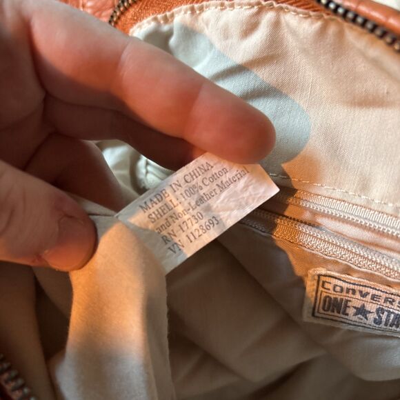 Circa 2012 Converse Cotton Canvas & Faux Leather Lg Tote Bag/ Purse 20" X 14" - Picture 10 of 12